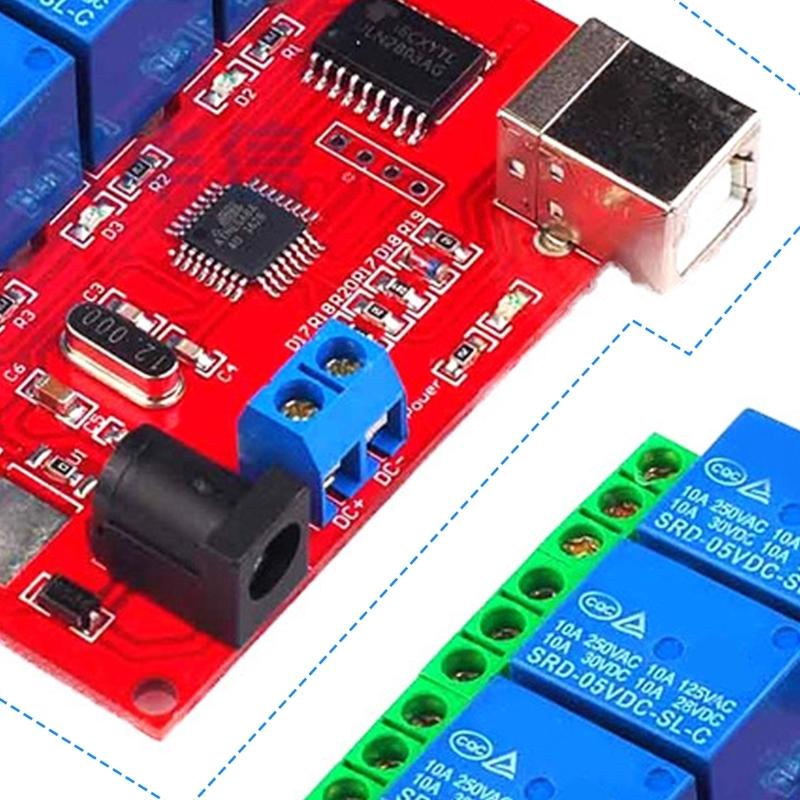 4 Channel 5V 12V 24V Relays Board USB Connection Intelligent Home Relays Controller for PC Automation Projects