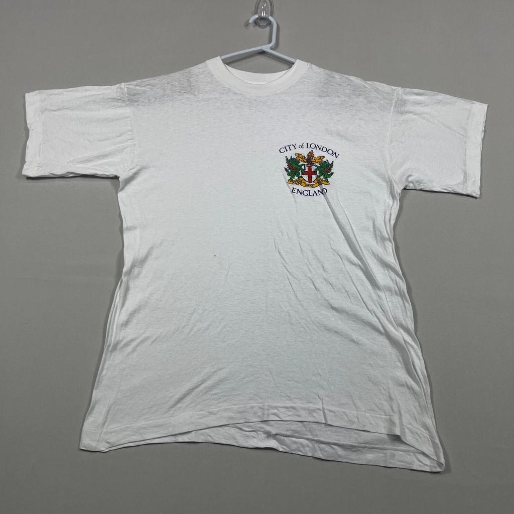 Vintage London England Teximp White Single-Stitch 90s T Shirt Mens Medium M