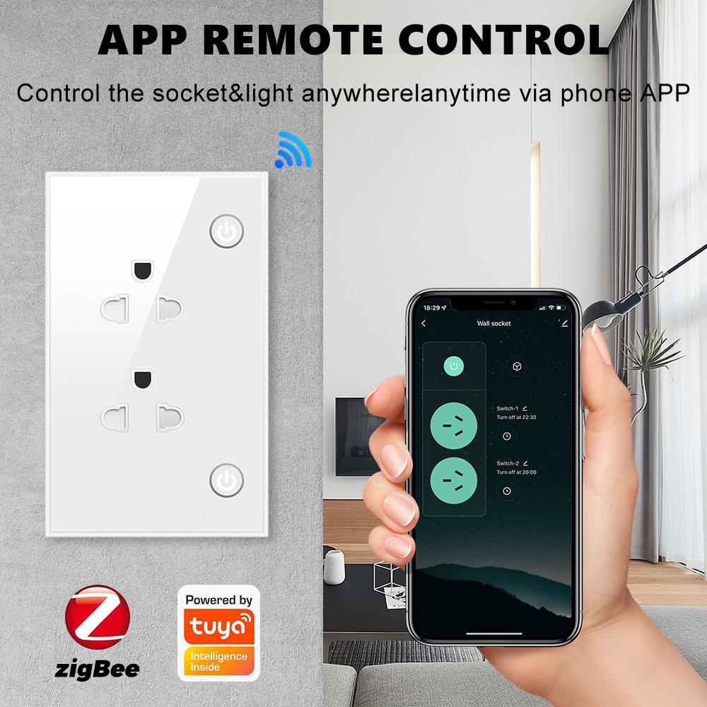 16a Tuya Zigbee Us Eu Adaptor priză inteligentă în priză electrică de perete Temporizator voce pornit oprit 110v 240v pentru Google Home Alexa