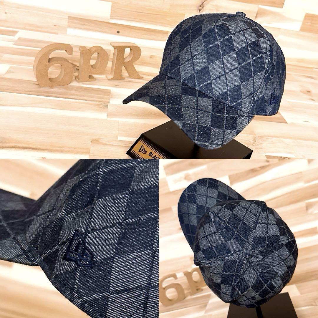 

[USED] Rare/Discontinued New Era Argyle Check Denim Cap in Navy Blue