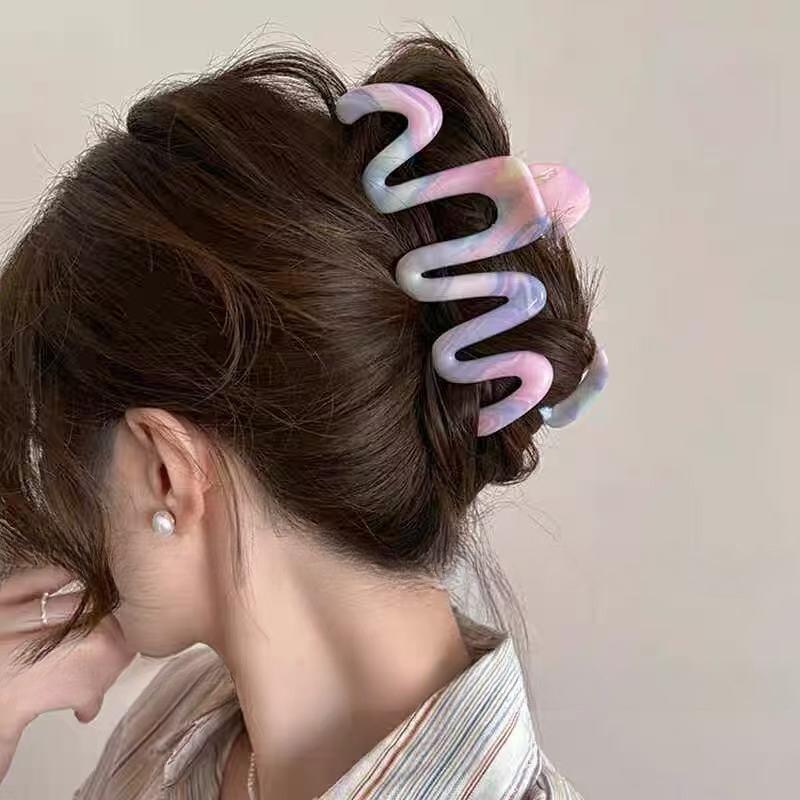 Pink Gradient Smudge Hair Clip Female Sweet Design Versatile Shark Clip Temperament Hair Accessories