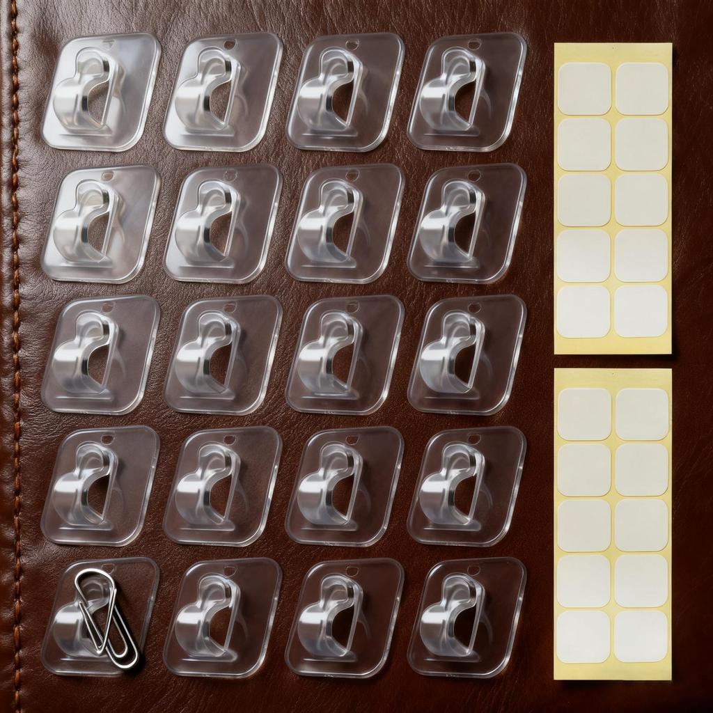20pcs Clear Cable Clips Invisible Adhesive Wire Holders Damage-Free Cable Management For Lights Wires Home Mini Light Clips