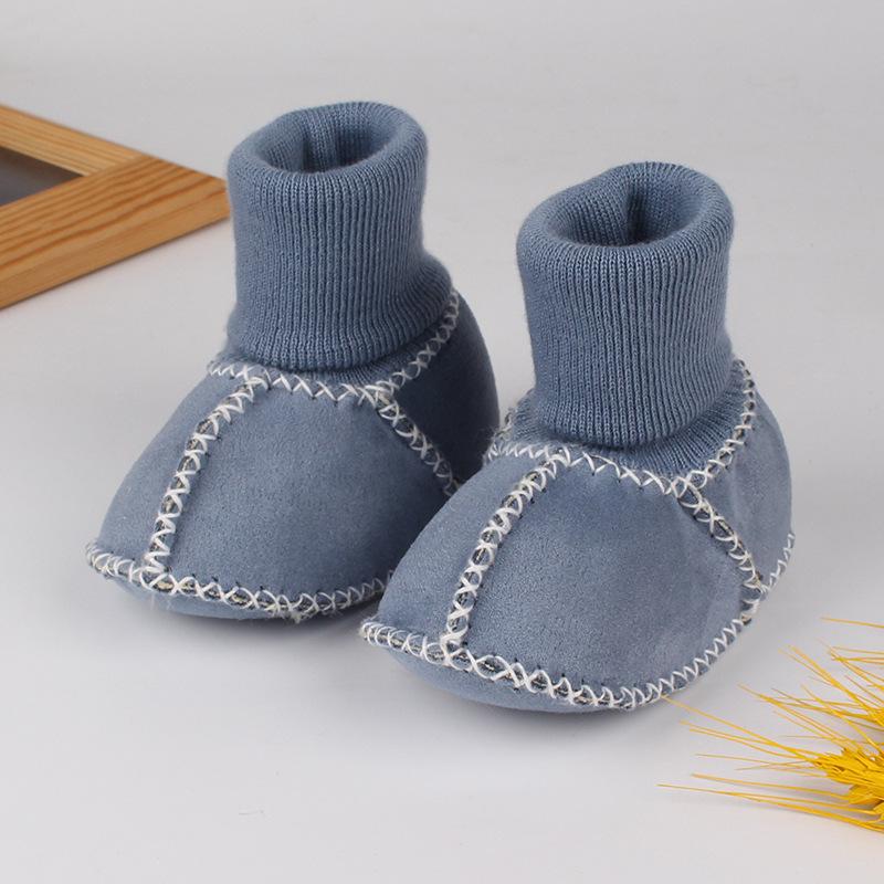 

Детские зимние флисовые носки-тапочки с нескользящей подошвой для дома, с мягкой подошвой, теплые и толстые для мальчиков и девочек 0-1 года Inner length 13 синий