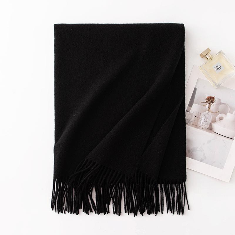 New Solid Color Widened Wool Scarf Light Luxury High End Autumn and Winter Thickened Warm Wool Large Shawl