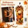 Rustic Wooden Pumpkin Door Hanging with Warm Lights for Fall Home Decor
