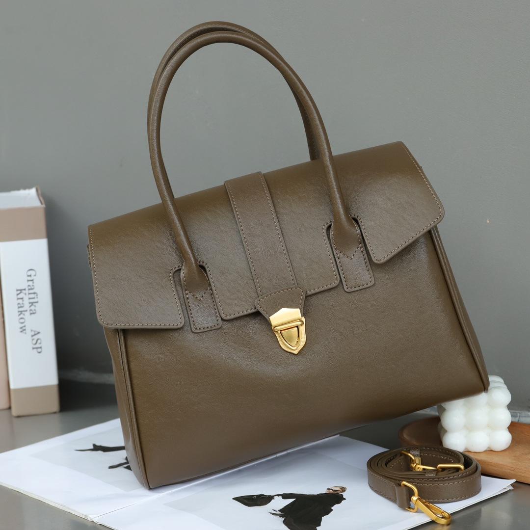 

2025 первый слой растительного дубления коровья кожа высококлассный портфель натуральная кожа ретро для поездок на работу большая вместимость сумка-мессенджер 30*16*22cm