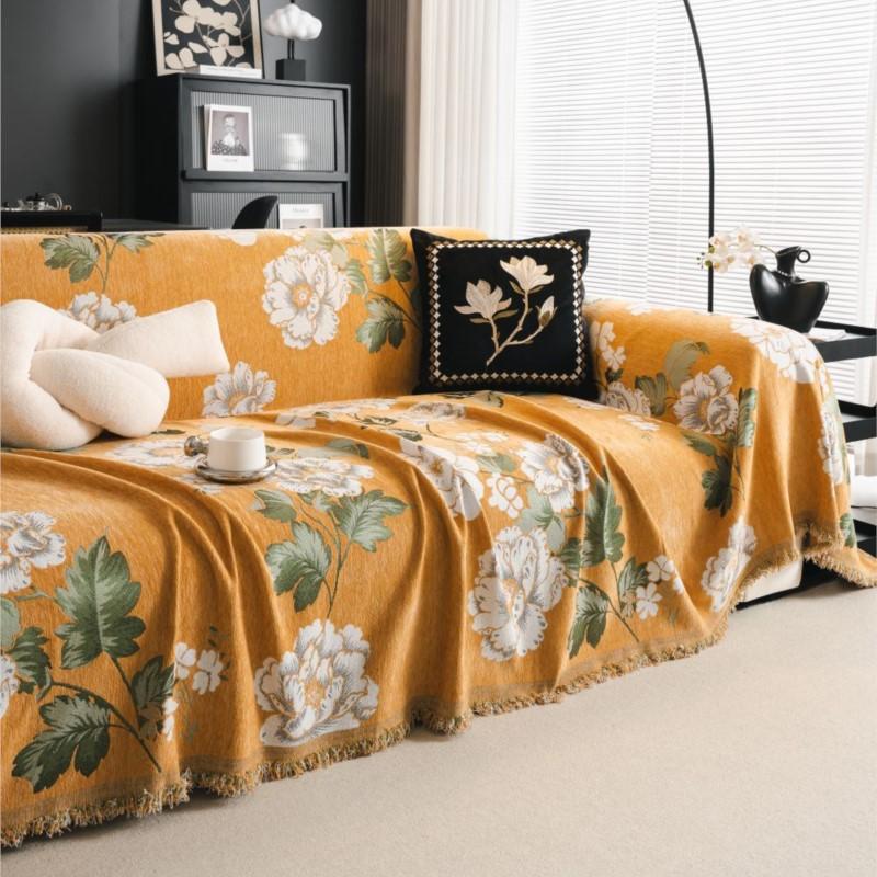 Funda Sofa Home Chenille Big Flower Sofa Mat Throw Blankets All-season Camping Picnic Blanket Cover Sofa Cover