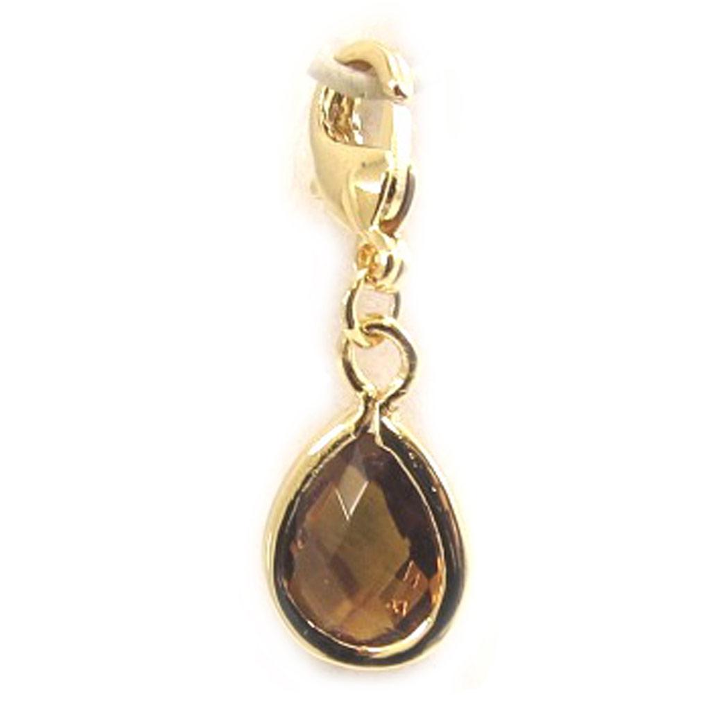 Les Trésors De Lily [L1263] - Brown Gold Plated 'Linda' Charm Pendant