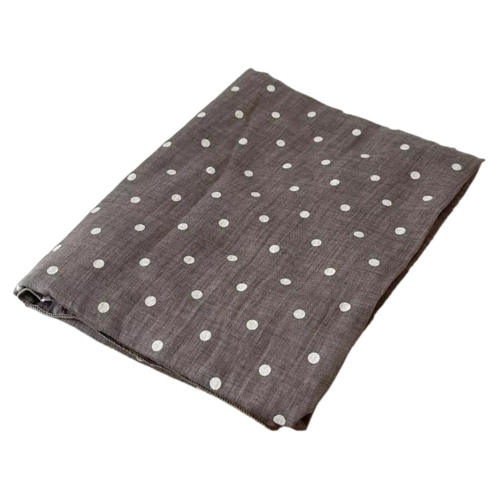Coffee Scarf with Light Polka Dots - 180x90 , Cotton and Polyester