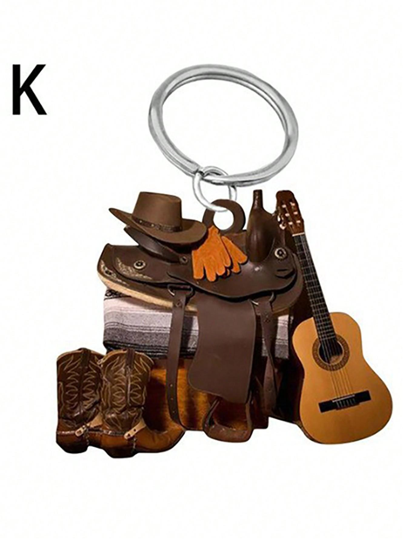 

1 pc Western Cowboy Saddle Acrylic 2D Keychain Pendant Personalized Decoration Universal Men s and Women s Flat Keychain