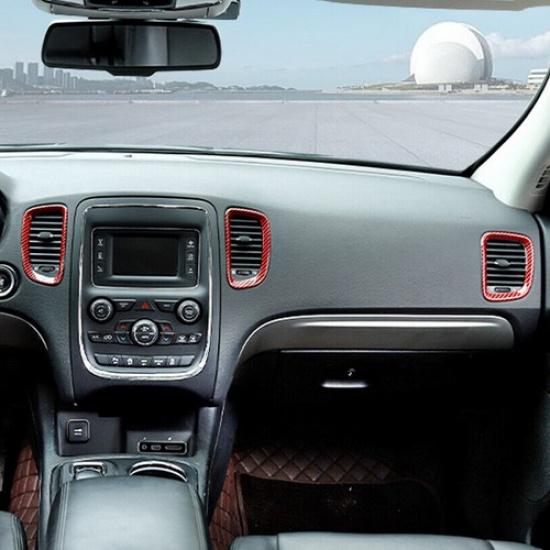Center Console Air Condition Vent Cover Trim for Dodge Durango 2011+ Red Carbon