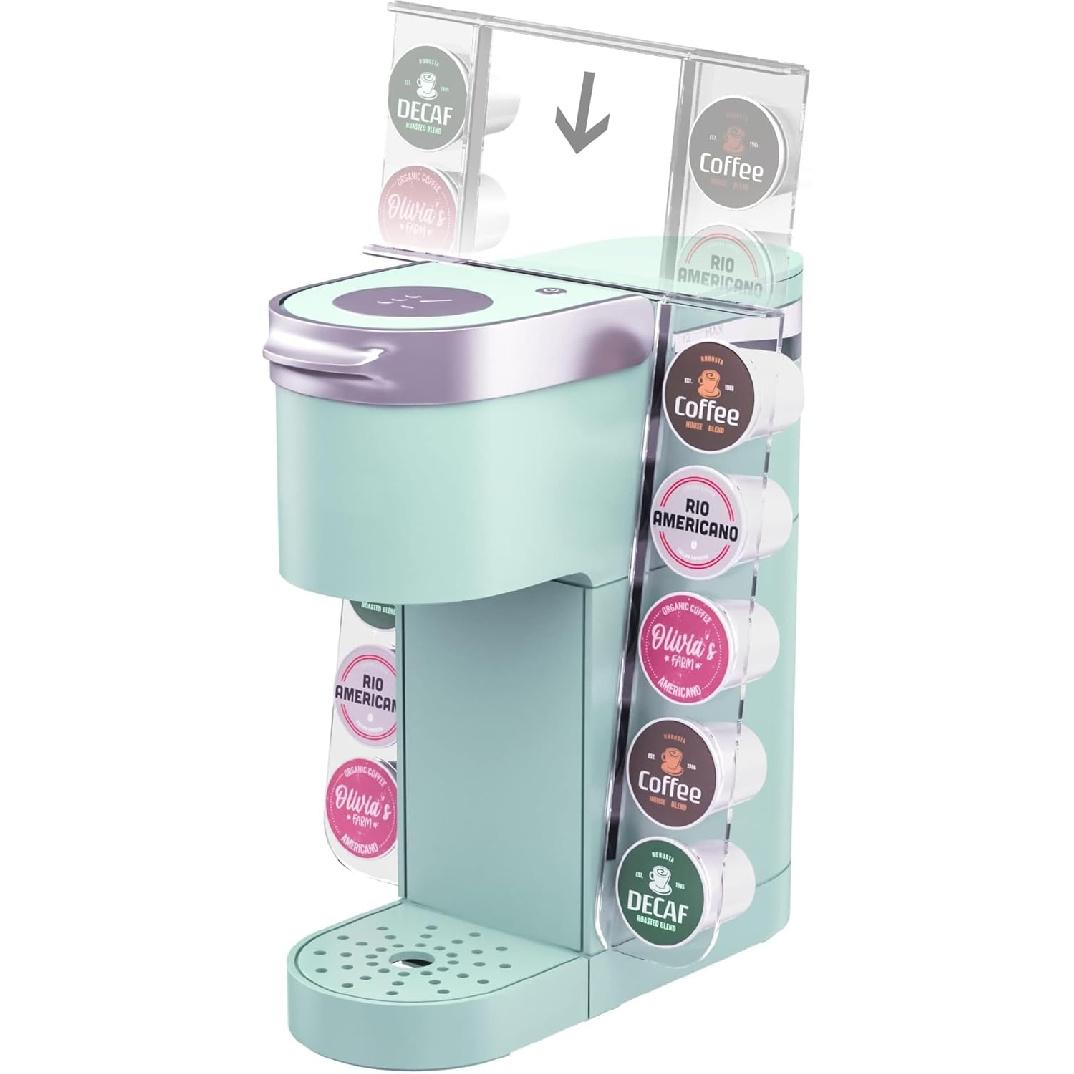 GALVANOX Акриловый органайзер для капсул K-Cup - Подходит для Keurig K-Mini/K Mini-Plus (ТОЛЬКО), Компактный держатель для капсул для кофемашин с одной порцией, вместимость 10 капсул Keurig K-Mini