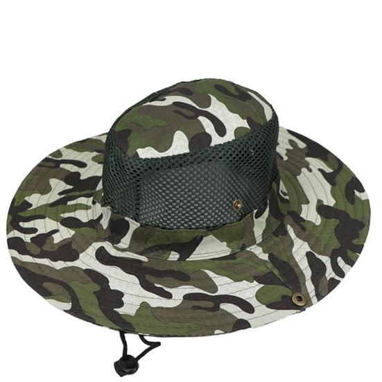 Mode Outdoor Breitkrempig Tarnmuster Fischerhut Bucket Boonie Hut Anti-UV Kappe