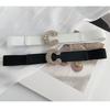 Womens Fashionable Faux Leather Elastic Waist Belt With Eyecatching Rhinestone Design