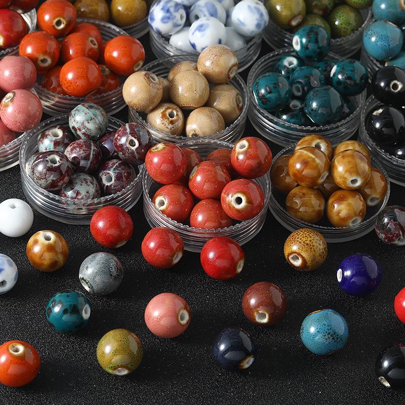 16mm Retro Ceramic Beads for DIY Bracelets & Necklaces