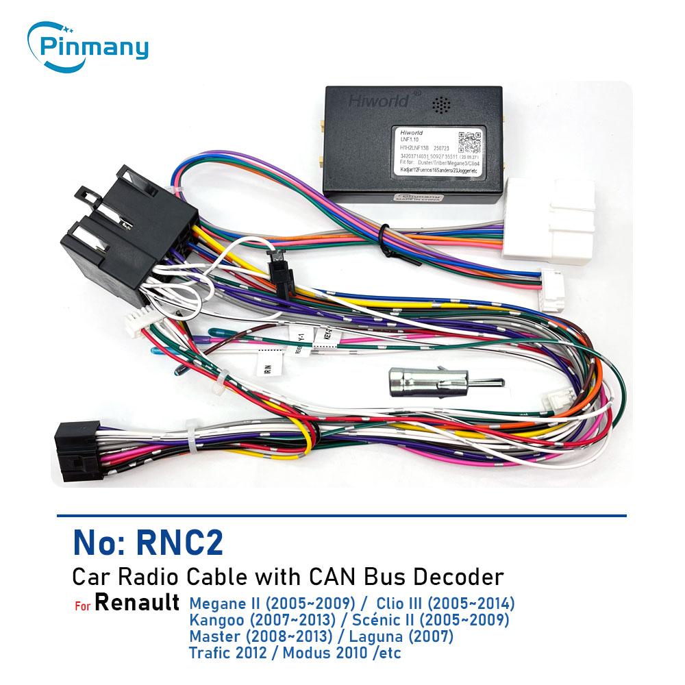 Car Radio Cable RNC2 Wire Harness Adapter with CAN Bus Decoder for Renault Modus Trafic Laguna Master Scenic Kangoo Clio Megane2