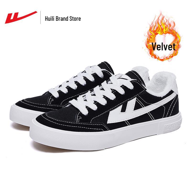 

Warrior 2025 High-Top Black Fleece-Lined Canvas Shoes - Thick, Warm Winter Style 42