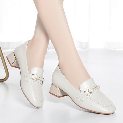 Γυναικείες Γόβες Μόδα Κλασικές Μαλακό Δέρμα Χοντρά Ψηλά Τακούνια Παπούτσια Τετράγωνη Μύτη Λευκές Μαύρες Παπούτσια Νυφικού Φορέματος Κομψές Άνετες