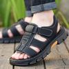 Sandals Men's Fashion New Leather Sandals Outdoor Non Slip Thick Soled Roman Leather Sandals Men Beach Shoes