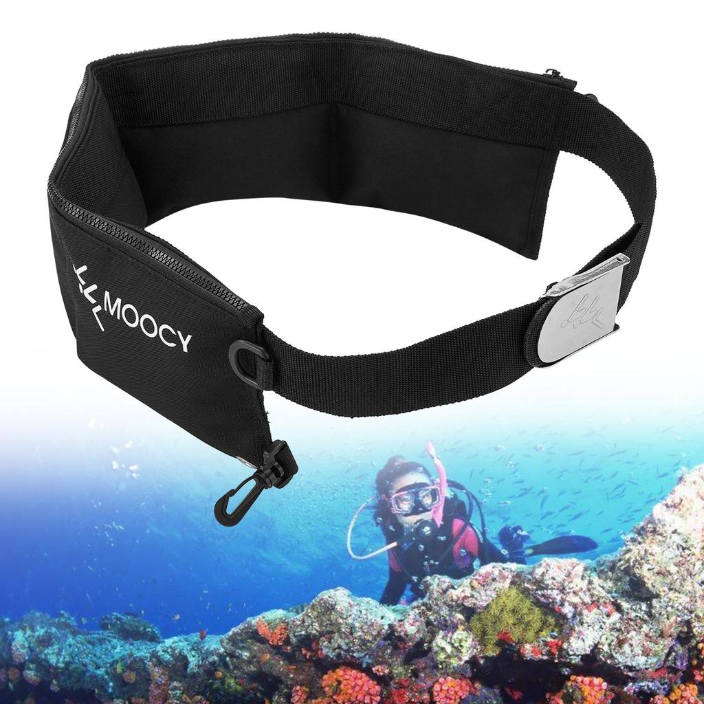 Zippered Scuba Diving Weight Belt T Snorkeling Weight Waist Belt Diving Weights Holder Fanny Bag with Dual D Buckles