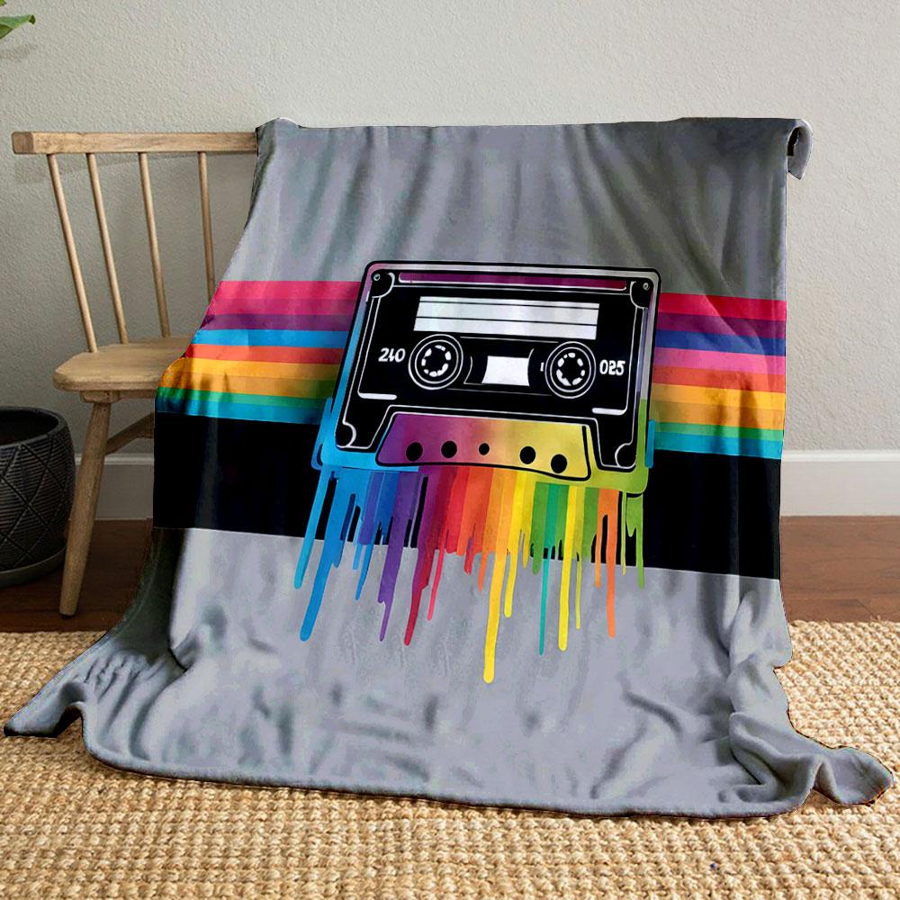 Retro Rainbow Cassette Design Print Blanket Soft and Cozy Perfect for the Living Room Bed Sofa or a Nap,gift