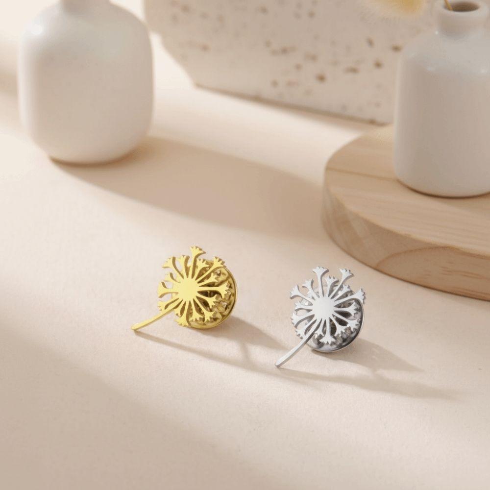 Gold Color Blowball Brooch Stainless Steel Women Brooch Minimalist Flower Lapel Pin  Daily