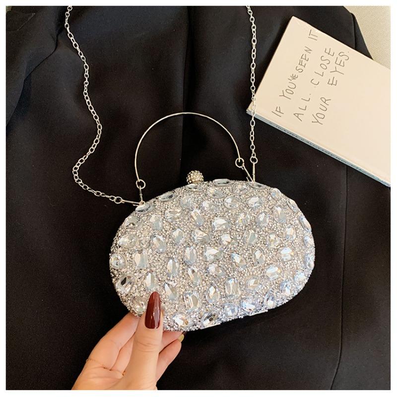 New diamond-encrusted dinner bag Fashion banquet women's clutch bag Dress small bag Full diamond shoulder messenger bag