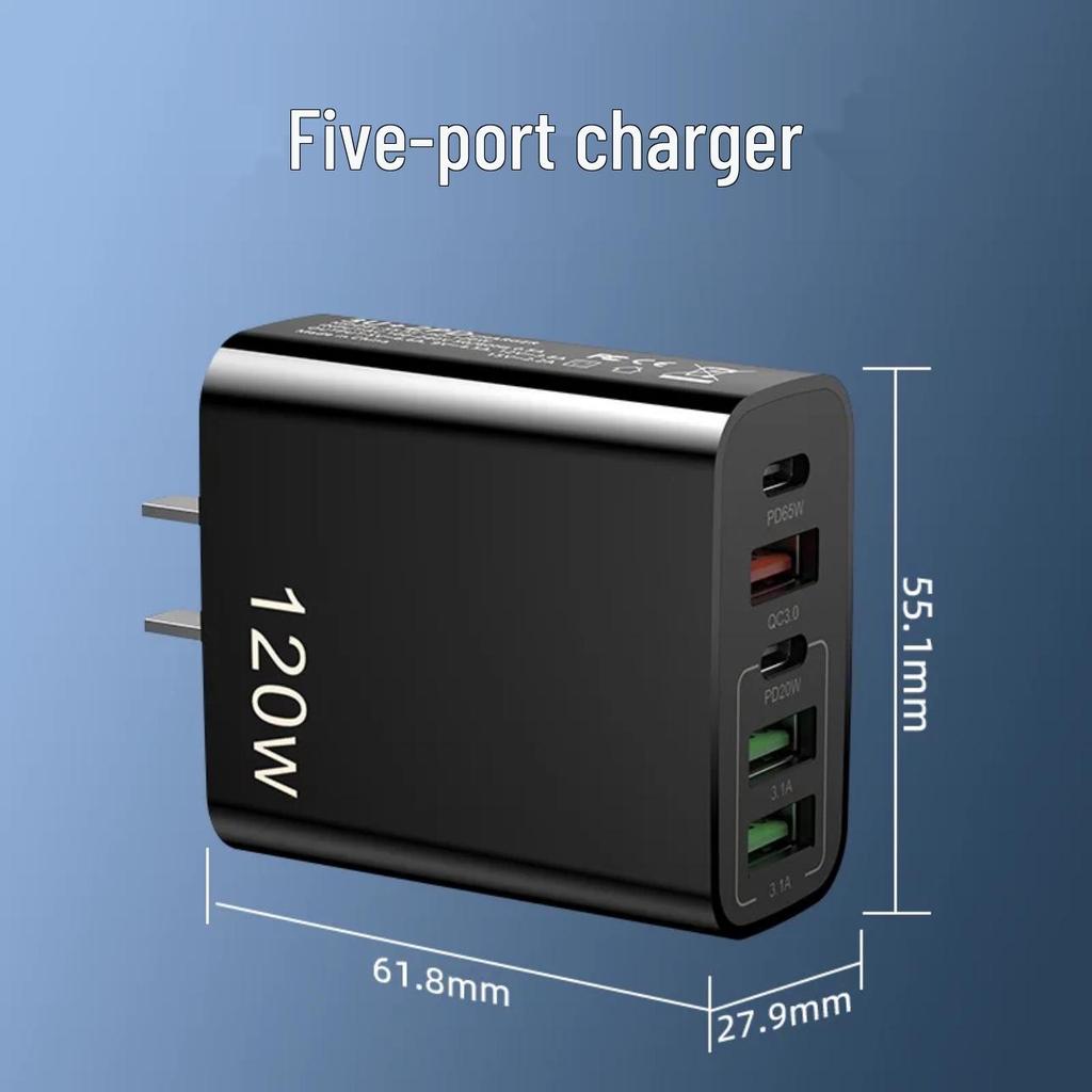 120W Multi-Port USB Charger for Apple, Android, Huawei, Xiaomi, OPPO