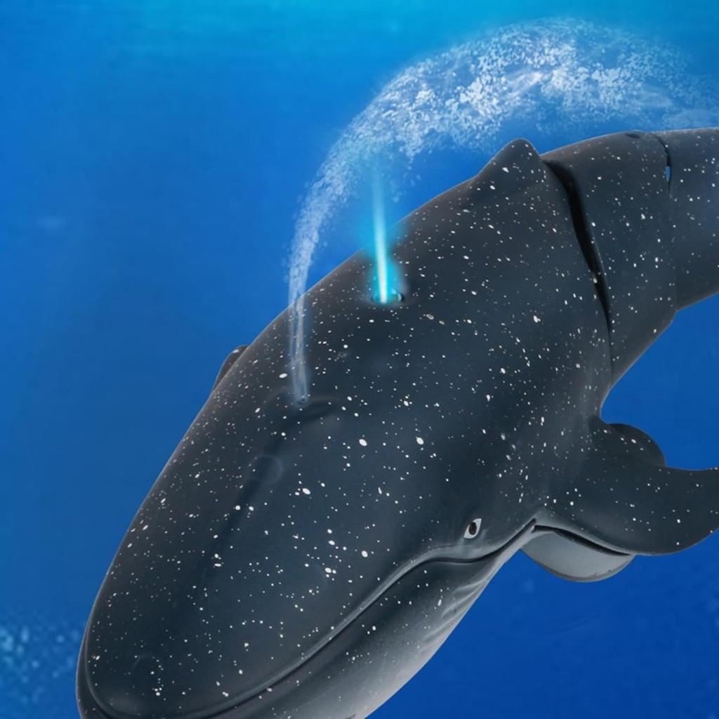 Fernbedienung Walhai Roboter Hai Schnellboot, Neue Version, Wasserdicht, 2,4 GHz Drahtlose Steuerung, Geschenk für Kinder (Schwarz)