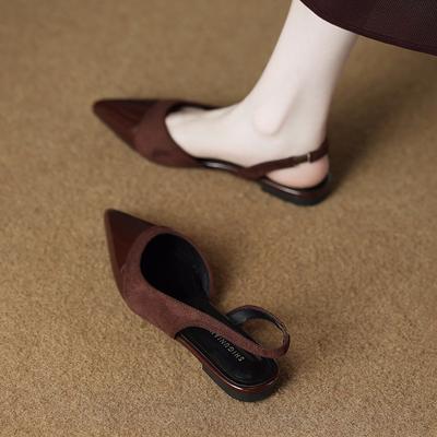 New Women's Sexy Pointed Toe Mid Heels Sandals Women Shoes Slingback Summer Trend Dress Leather Pumps Elegant Party Sandalias