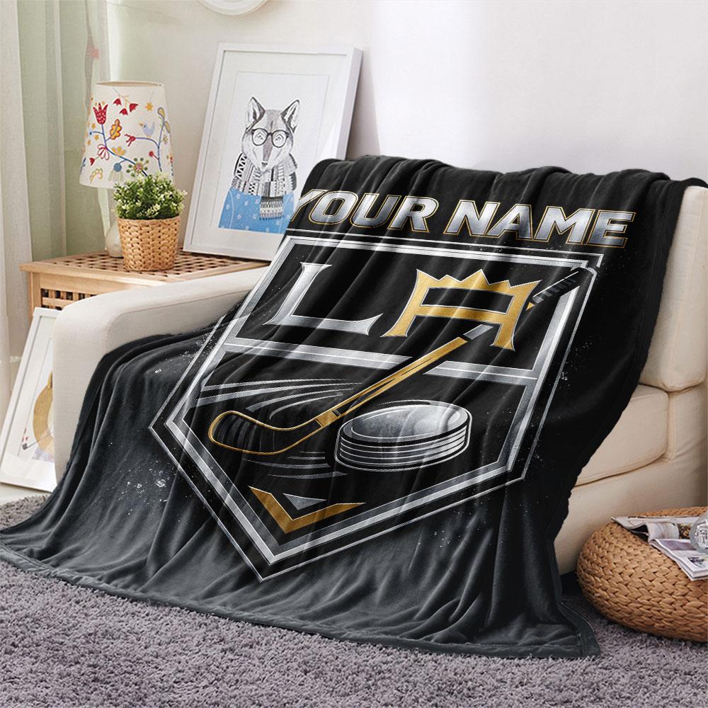 Custom Name,Los Angeles Kings Printed Flannel Blanket, Soft Throw for Bedroom Sofa, Washable, Christmas Present, Great Gift.