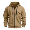 Men's Zip-Up Hooded Sweatshirt with Multiple Pockets Casual Loose Fit