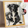 Creative DIY Framed Pearl Art Kit with Cute Dog Bathing Pattern Sparkling Bead Canvas Ready to Display Relaxing Gift for Adults Craft Decor