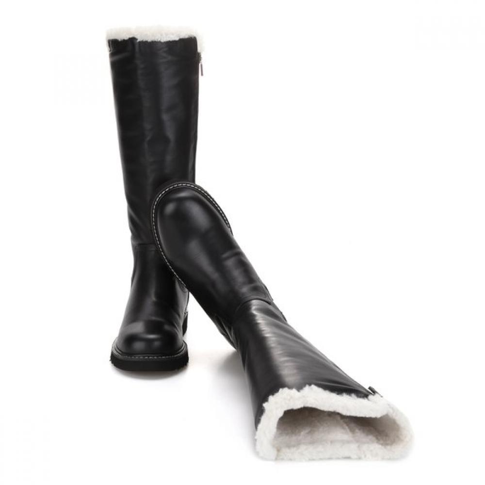 Barbara 3cm Fur Leather Long Boots Bbf861bk