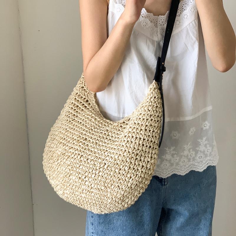 New fashion beach vacation hand-woven simple women's tote bag shoulder messenger bag women