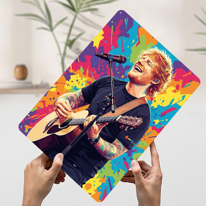 

Ed Sheeran Performing With Guitar Metal Poster Customized Wall Art Retro Vintage Tinplate Signs for Decoration Garage Wand Deko 20x30cm（7.8x11.8inch）