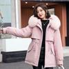 Women's Mid-Length Loose-Fit Padded Parka - Korean Style Winter Coat, Trendy Plus Size, Cotton and Down Blend.