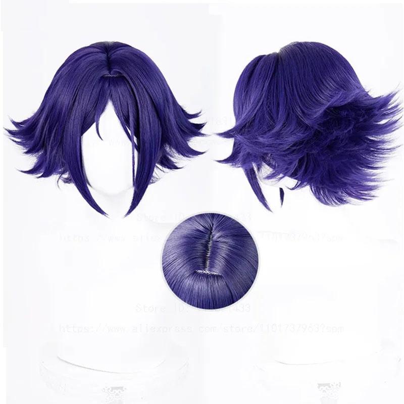 Hochwertige kurzhaarige Mita Cosplay-Perücke, kurze Haare, Mita, lila, blau, hitzebeständig, synthetische Perücken, Anime MiSide Perücken + Perückenkappe