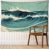 Blue Oil Painting Wave Tapestry Wall Hanging Art Bohemian Style Hippie Tapiz Aesthetic Room Bedroom Decor