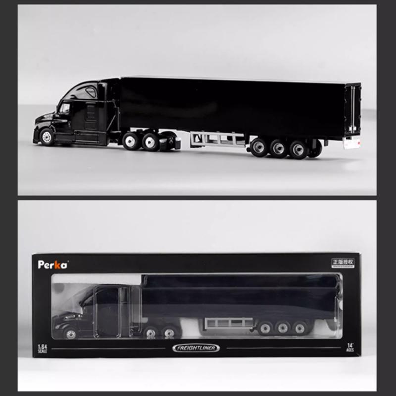 Perka Diecast 1:Camion container Freightliner in scala 1:64 Veicolo per consegne espresse Modello di simulazione in lega Collezione Souvenir Regali