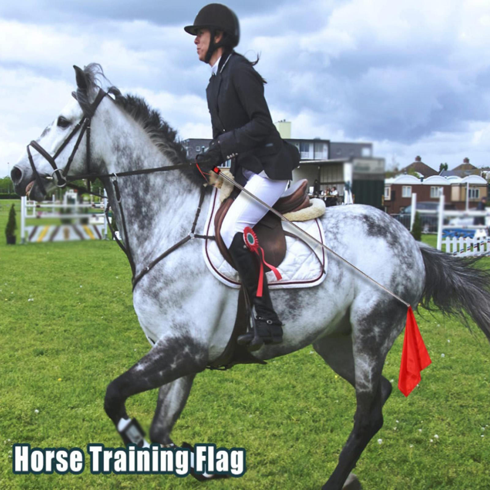 Equestrian Flag, Equipment, Retractable Flagpole for Training Exercises Red Handle