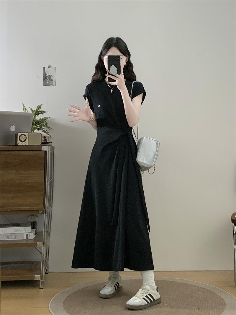 

Plus Size Grey Dropped Shoulder Dress, Pear Shape Cinched Waist, Slimming Maxi for Summer 2025 3XL (80-90 kg)