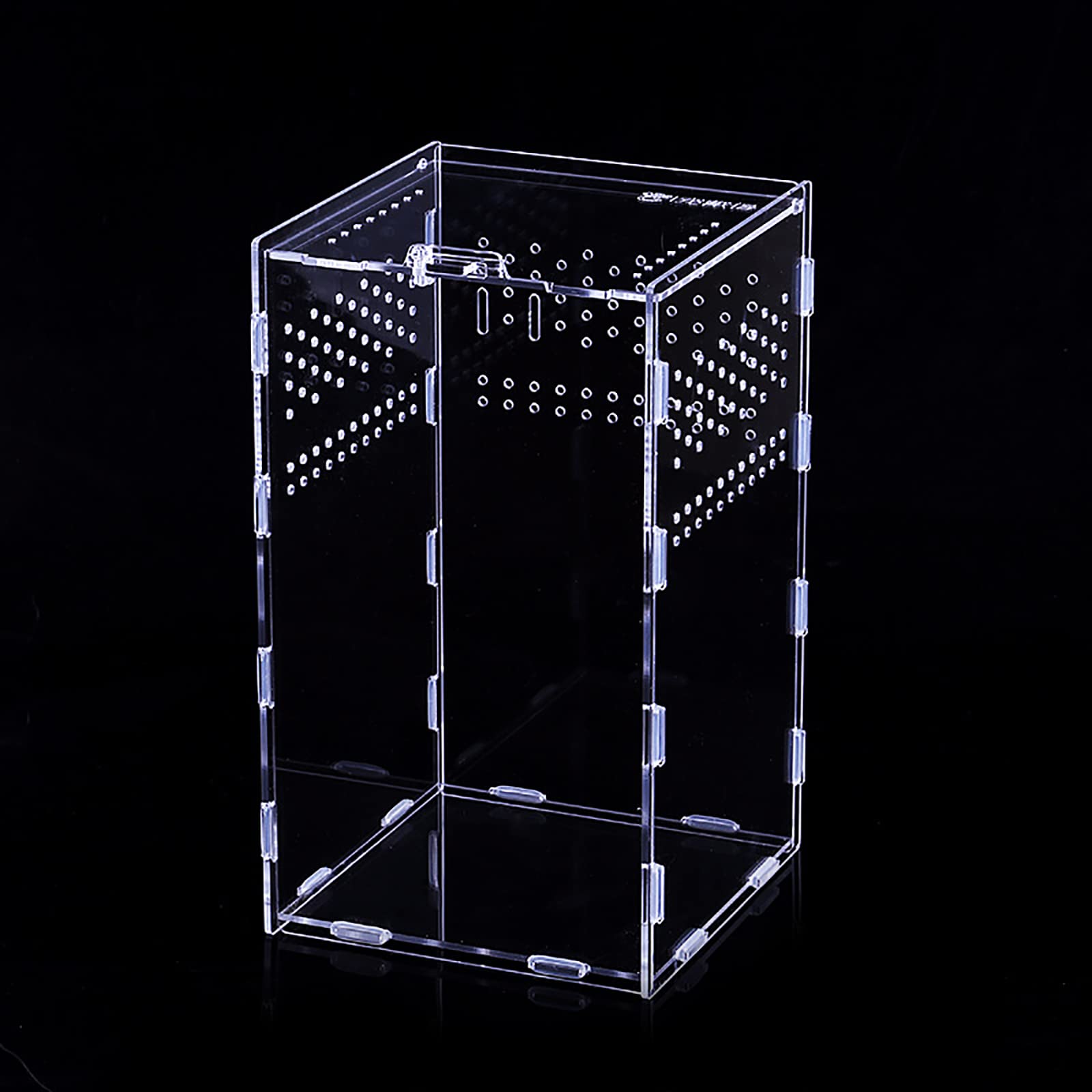 Reptile and Amphibian Terrarium, Transparent Acrylic Terrarium, Small Animal Feeding Box, Isolation Box, Sliding Cover, Breathable, Suitable for Lizar
