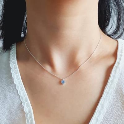 Women's 925 Silver Poppy Silver Heart Minimal Cubic Necklace