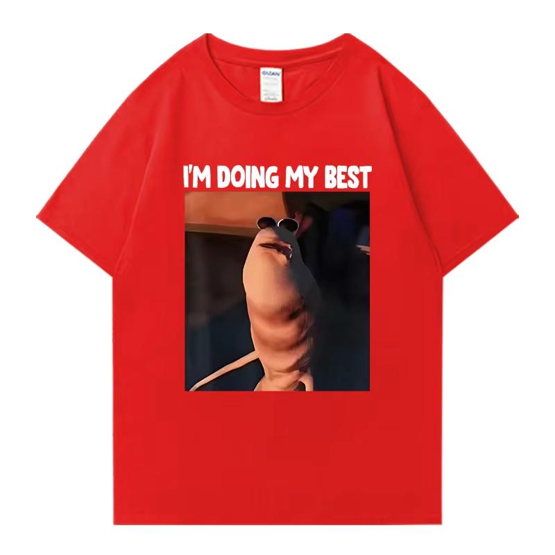 Funny I'm Doing My Best The Worm Meme Oversized T-shirt Men Women 100% Cotton Short Sleeve T-shirts Unisex Crew Neck Tops