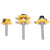 3pcs 45 Degree Angle Lock Miter Router Bit 3 Teeth T-Shape Tongue and Groove Set  For Cabinets