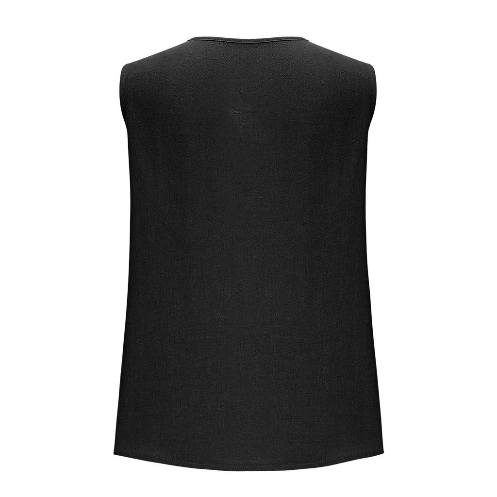 Women's Fashionable Sleeveless Solid Color V Neck  Casual Loose Vest Top