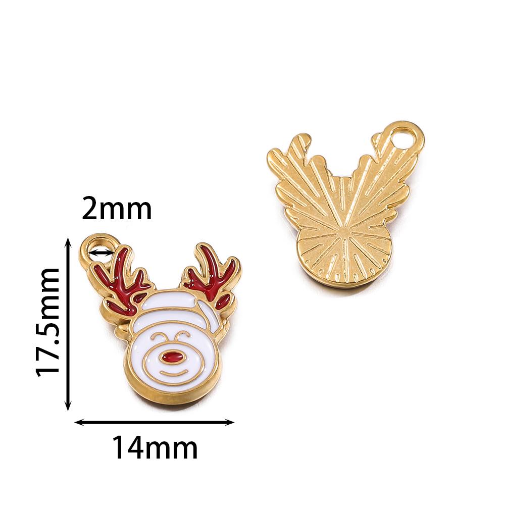 1pcs Stainless Steel Christmas Charms Gold Color Santa Claus Christmas Tree Enamel Pendants For DIY Earrings Necklaces Making