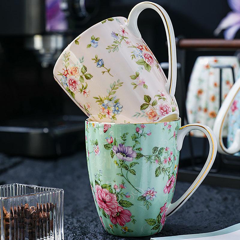 Vintage Blumiges Knochenchina Kaffeetasse Europäisch Retro Rustikal Teetasse Europäisch Englisch Nachmittagstee Tassen
