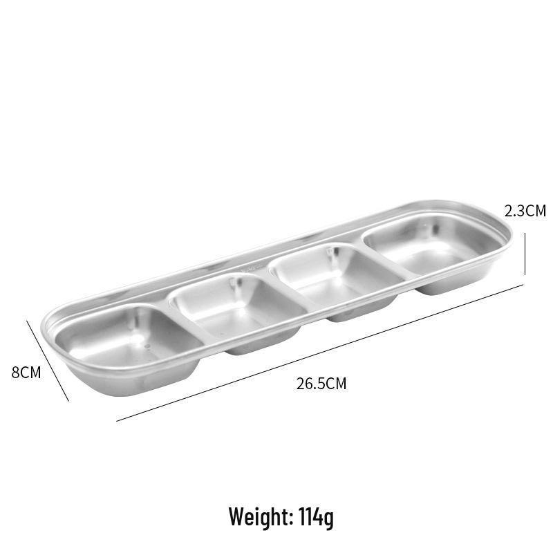Korean-Style Gold 304 Stainless Steel Divided Dipping Dish for Sauces and Condiments, Available In Two or Three Compartments